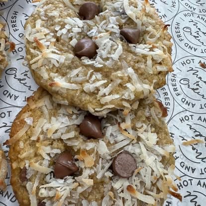 Chocolate chip and coconut cookies, close-up
